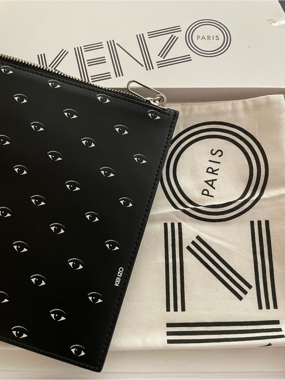Kenzo Black Eye Motif Zip Pouch